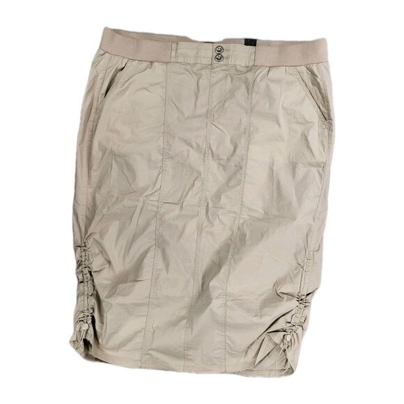 torrid Dresses & Skirts - Torrid Plus Size 22/24 Beige Poplin Cargo Midi Skirt Ruched Sides NWT